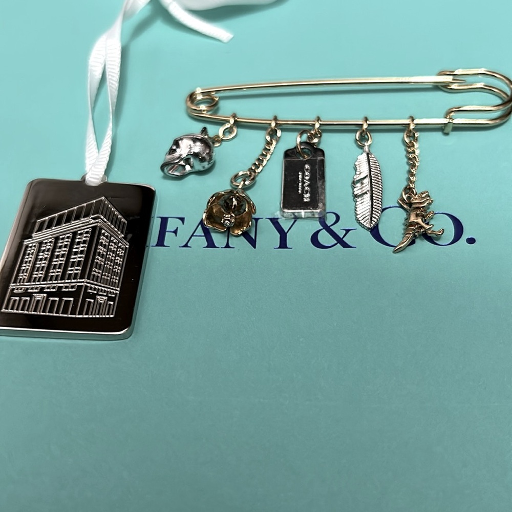 Coach Gold Charm Safety Pin and Tiffany Silver Tag